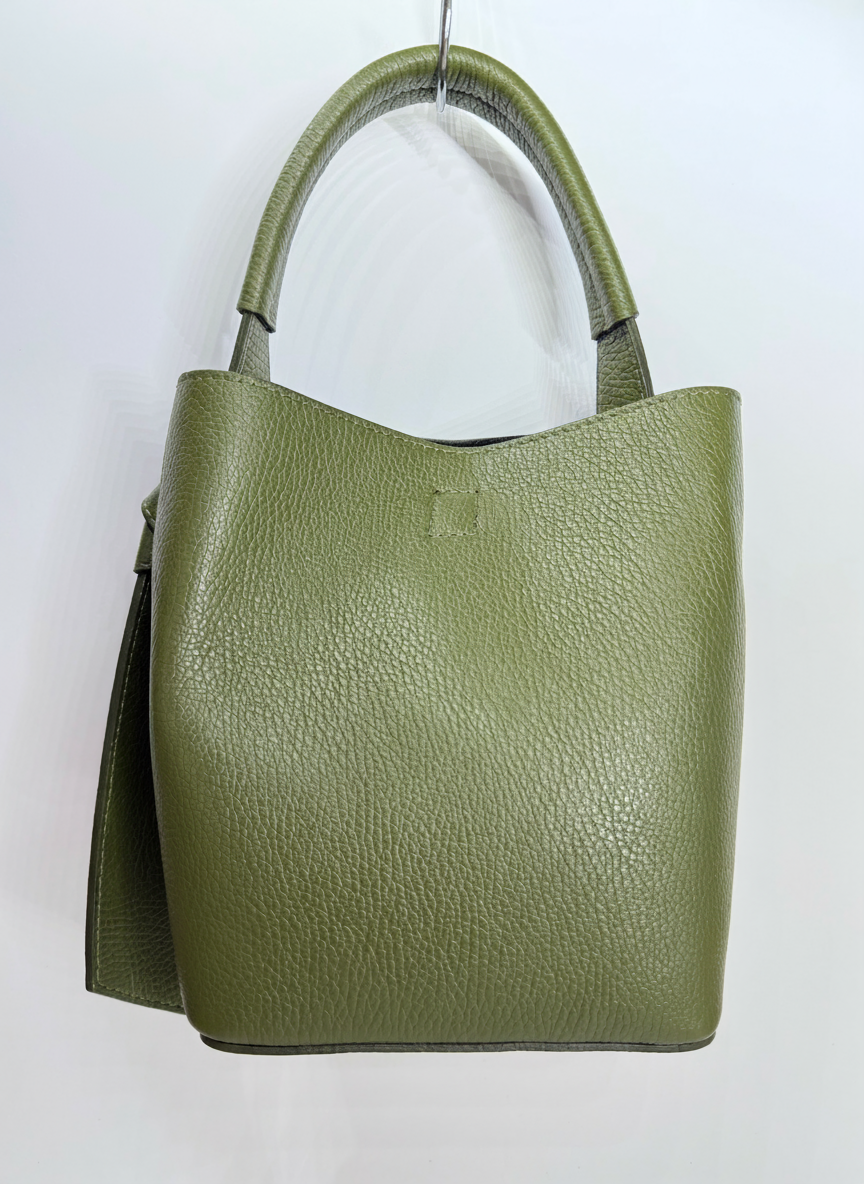 'Modelo Cesta Urbana' | Bolso Cubo + Pouch en Piel Genuina