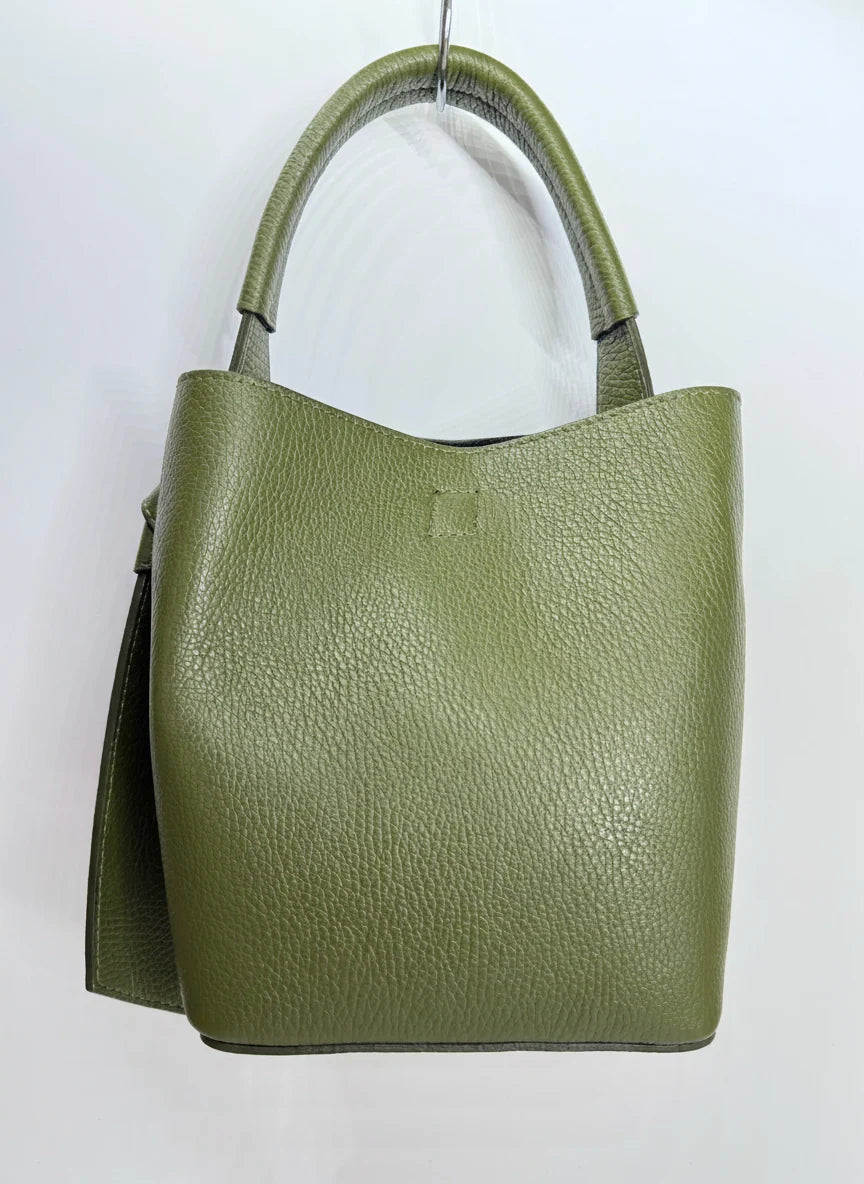 'Modelo Cesta Urbana' | Bolso Cubo + Pouch en Piel Genuina