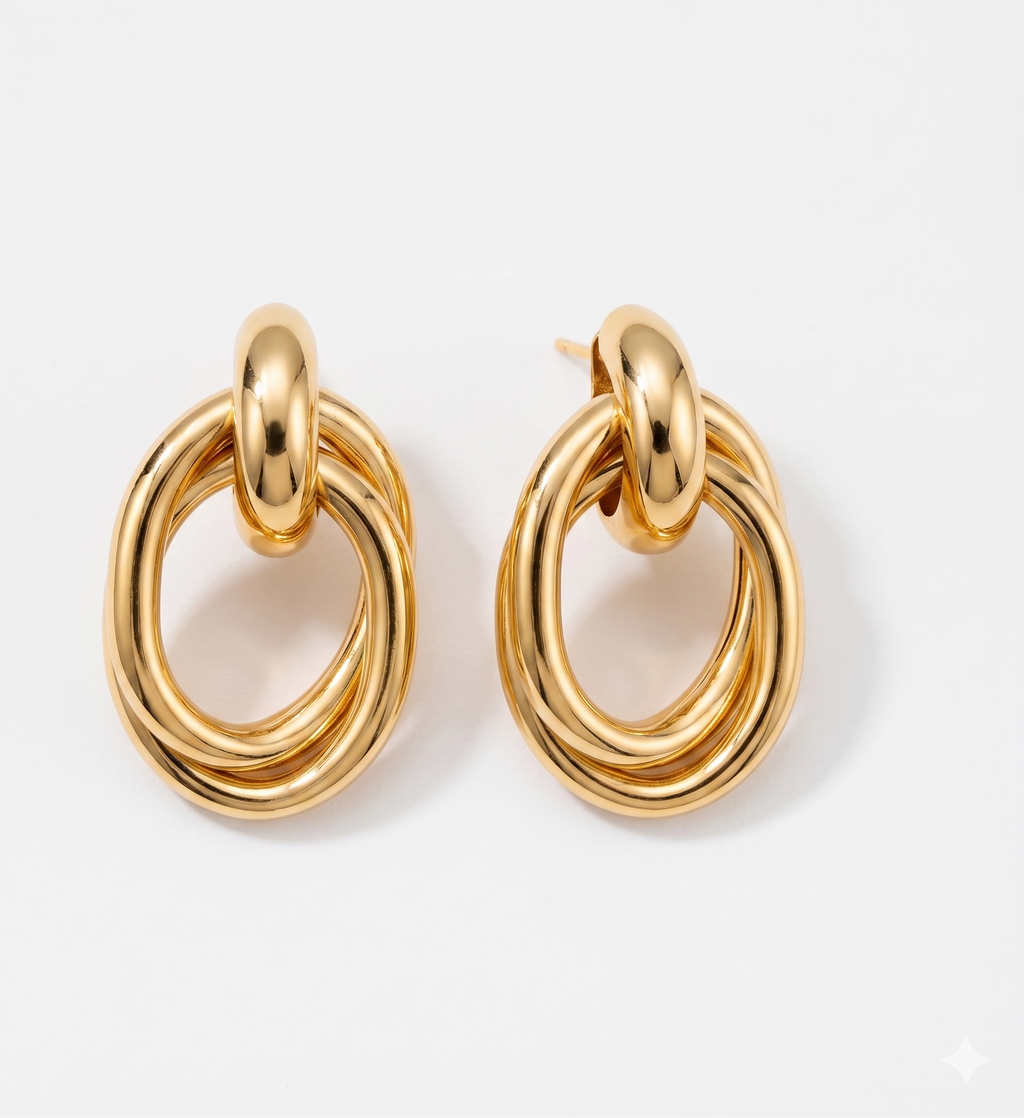 Pendientes de Aros Entrelazados | Pendientes de Acero Inoxidable para Mujer