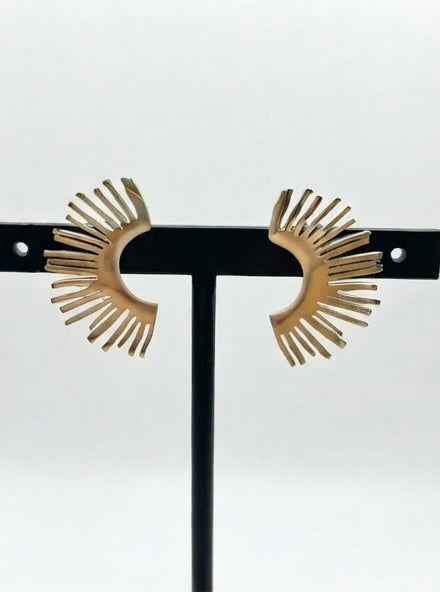 Pendientes Dorados de Sol en Relieve | Pendientes de Acero Inoxidable