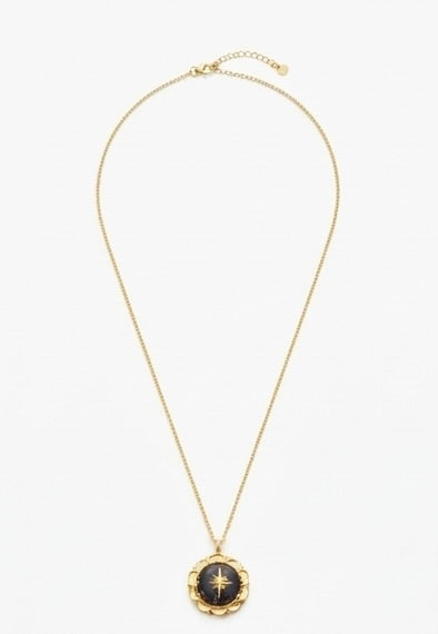 Collar Dorado con Medallón y Estrella Polar | Colgante de Acero Inoxidable