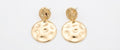 Pendientes Dorados Colgantes con Medallas Texturizadas | Pendientes de Acero Inoxidable