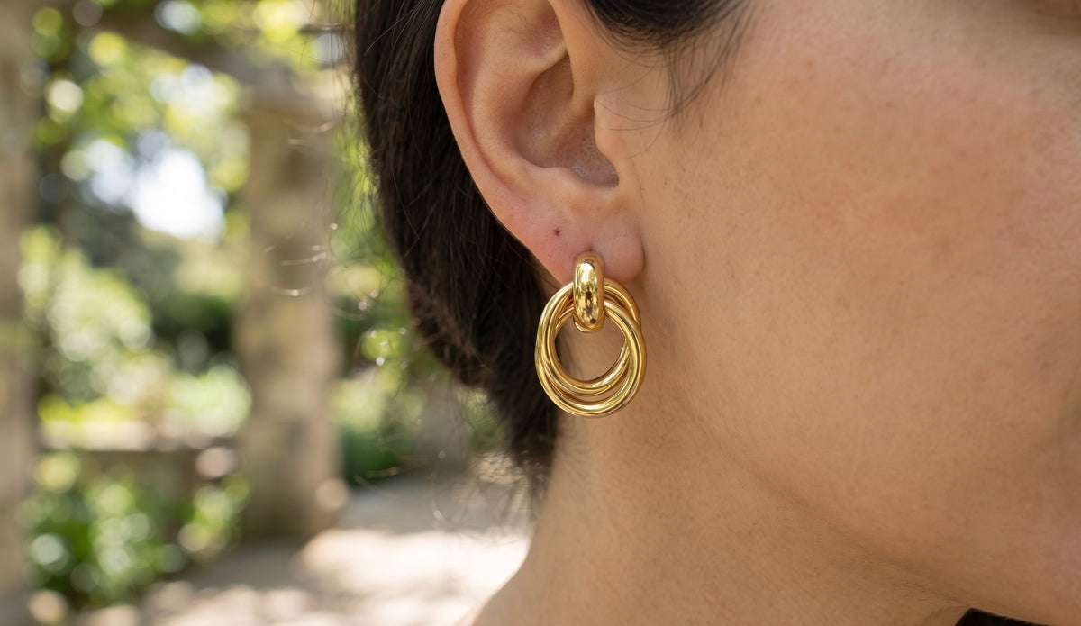Pendientes de Aros Entrelazados | Pendientes de Acero Inoxidable para Mujer