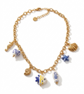 Collar Dorado de Eslabones con Charms Marinos | Acero Inoxidable y Detalles de Cerámica
