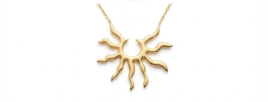 Collar Dorado con Colgante de Sol Agradable y Radiante | Colgante de Acero Inoxidable