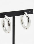 Pendientes "Argollas" Plateadas Grandes y Abombadas | Pendientes de Acero Inoxidable