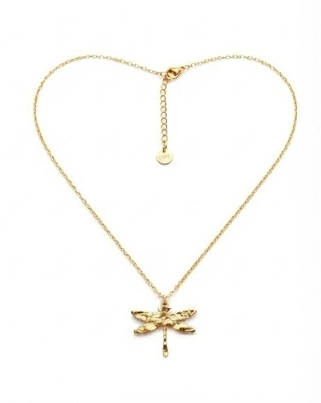 Collar Dorado con Colgante de Libélula | Colgante de Acero Inoxidable