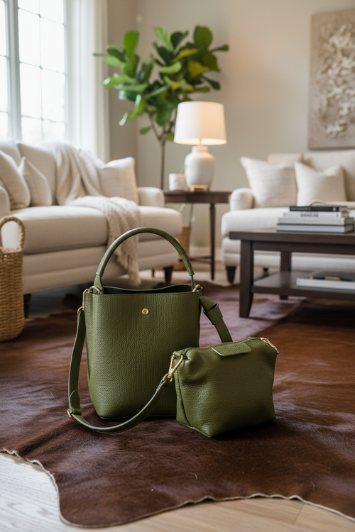 'Modelo Cesta Urbana' | Bolso Cubo + Pouch en Piel Genuina