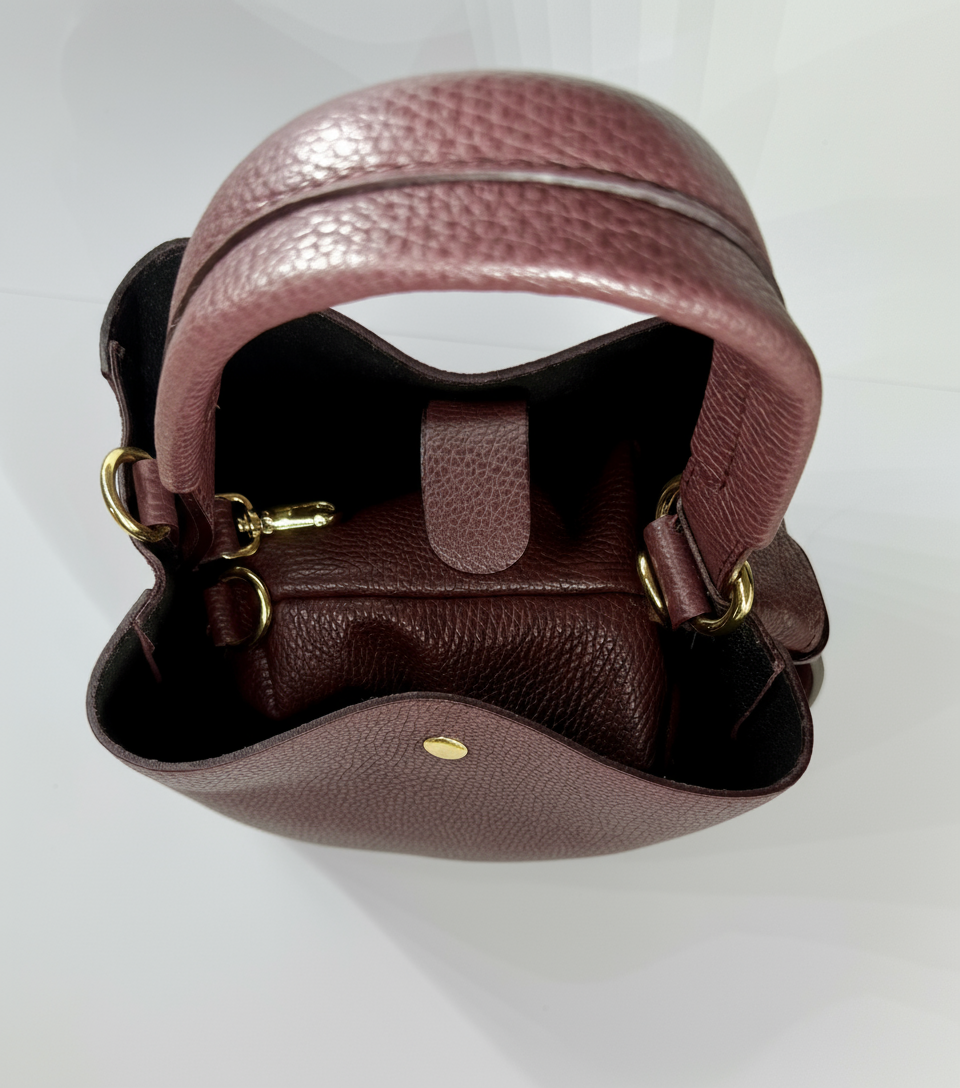'Modelo Cesta Urbana' | Bolso Cubo + Pouch en Piel Genuina