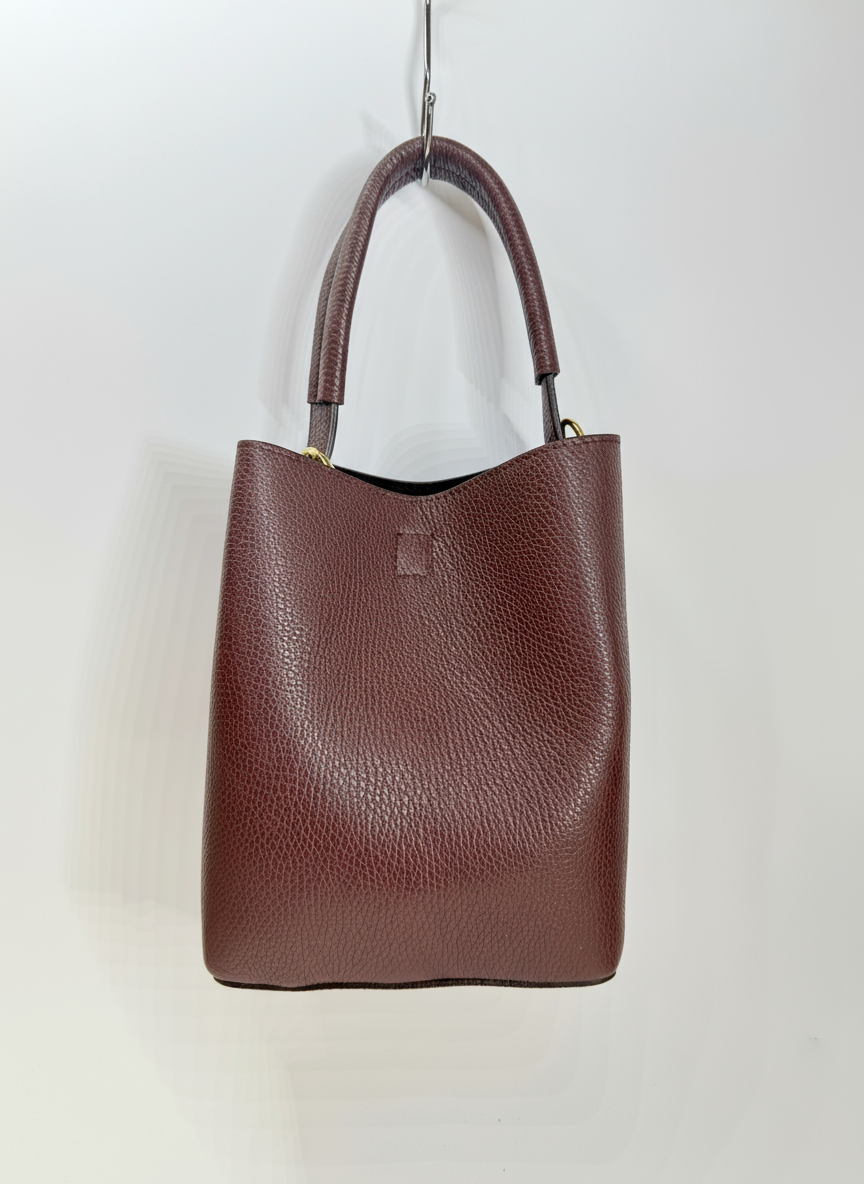 'Modelo Cesta Urbana' | Bolso Cubo + Pouch en Piel Genuina