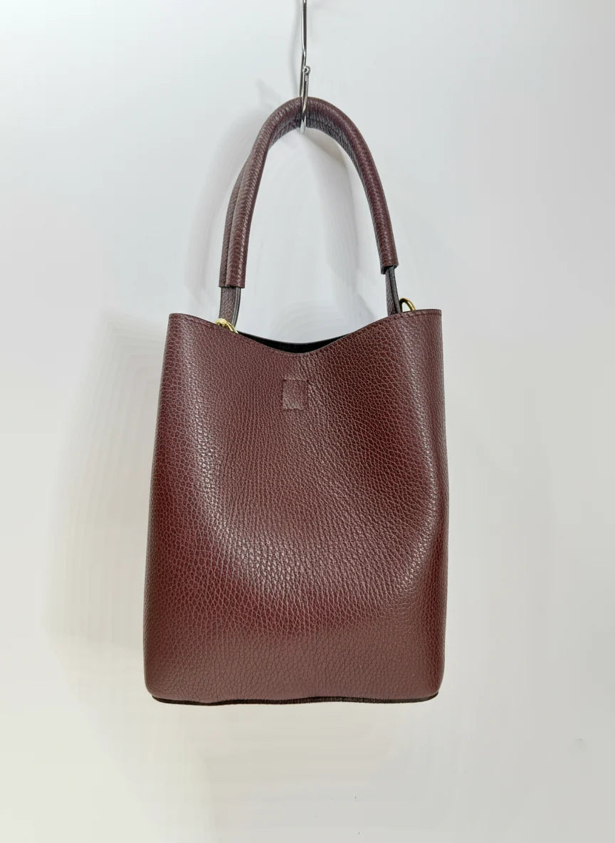 'Modelo Cesta Urbana' | Bolso Cubo + Pouch en Piel Genuina