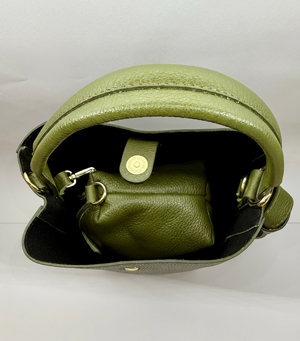 'Modelo Cesta Urbana' | Bolso Cubo + Pouch en Piel Genuina